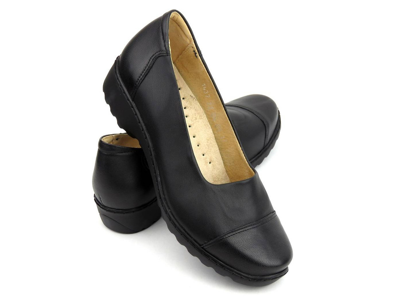 Wygodne, miękkie półbuty damskie ze stretchem - AXEL 1437, czarne