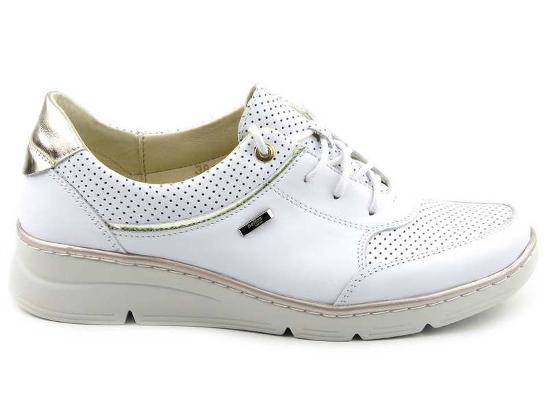 Miękkie, wygodne półbuty damskie ze skóry - HELIOS Komfort 386, białe