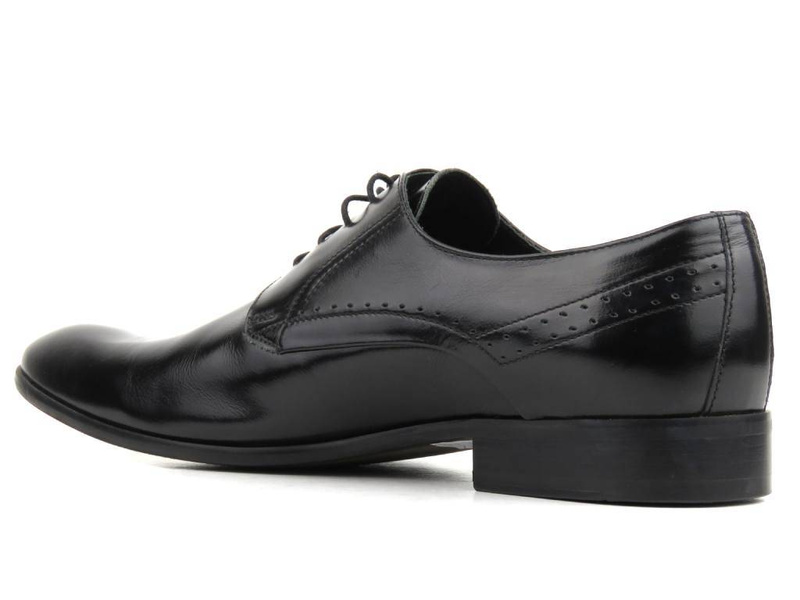 Skórzane półbuty męskie wizytowe - CONHPOL 3611-0017, czarny