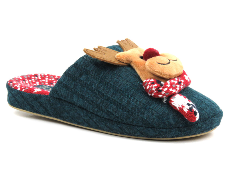 Ciepłe, świąteczne kapcie damskie- American Club SL11/23, zielone