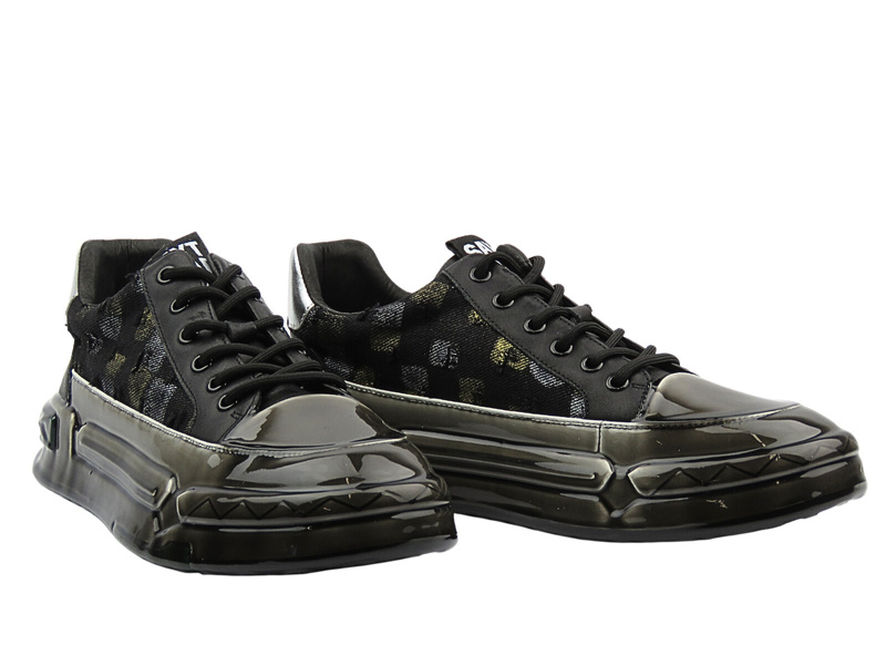 Nowoczesne sneakersy męskie czarne JOHN DOUBARE 24126