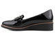Eleganckie półbuty damskie na koturnie - Potocki 23-12056BK, czarne 