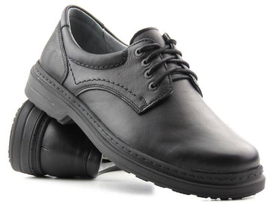 Półbuty męskie ze skóry naturalnej - HELIOS Komfort 815, czarne