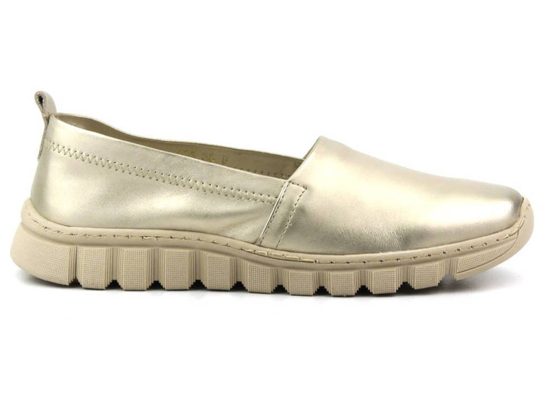 Skórzane półbuty, buty damskie wsuwane - HELIOS Komfort 405, złote