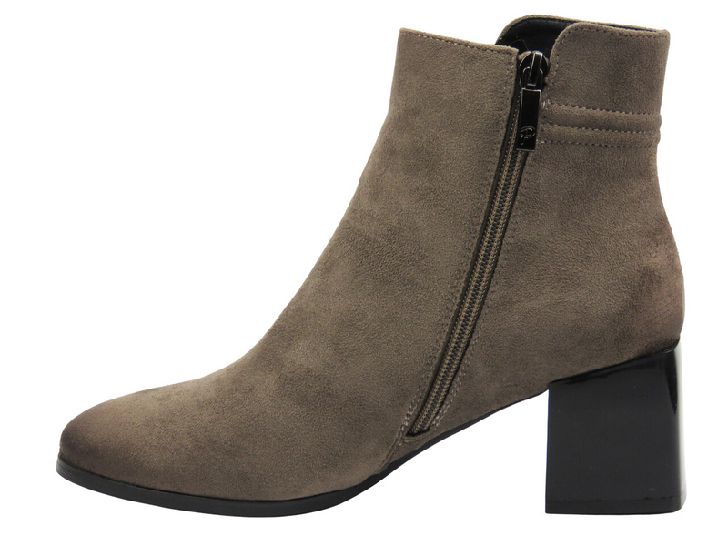 Botki na delikatnym obcasie - Potocki 25-12743, khaki