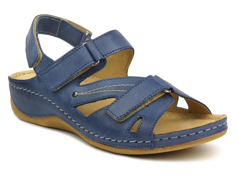 Wygodne sandały damskie skórzane - Pollonus 0773, niebieskie