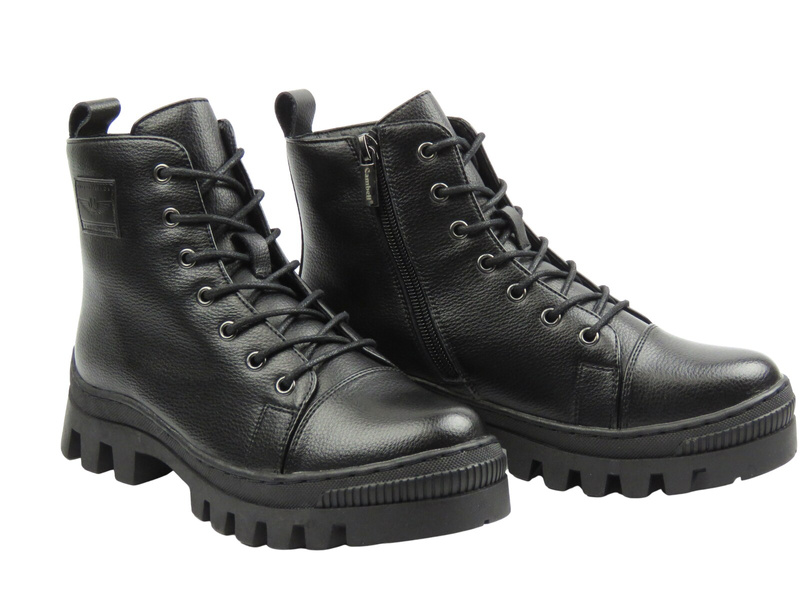 Skórzane botki damskie czarne Cambell 25-19370