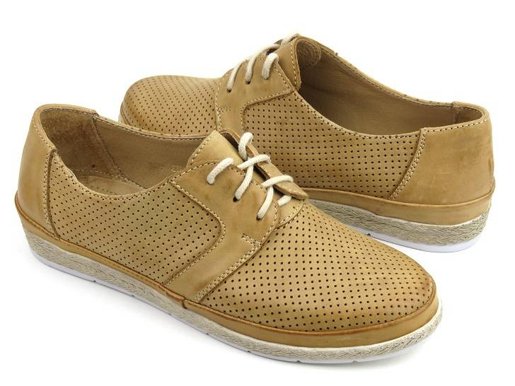 Półbuty damskie na wiosnę i lato - Helios Komfort 397, jasnobrązowe