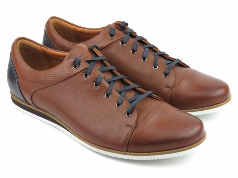 Skórzane półbuty męskie codzienne Conhpol 2166S, brązowe