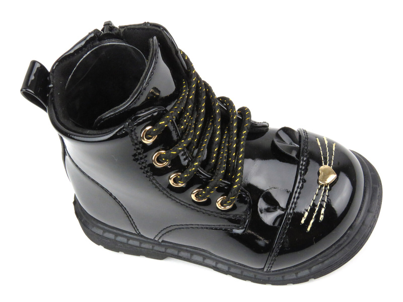 Ciepłe botki, trapery dziecięce - Miss E 21DZ23-4309, czarne