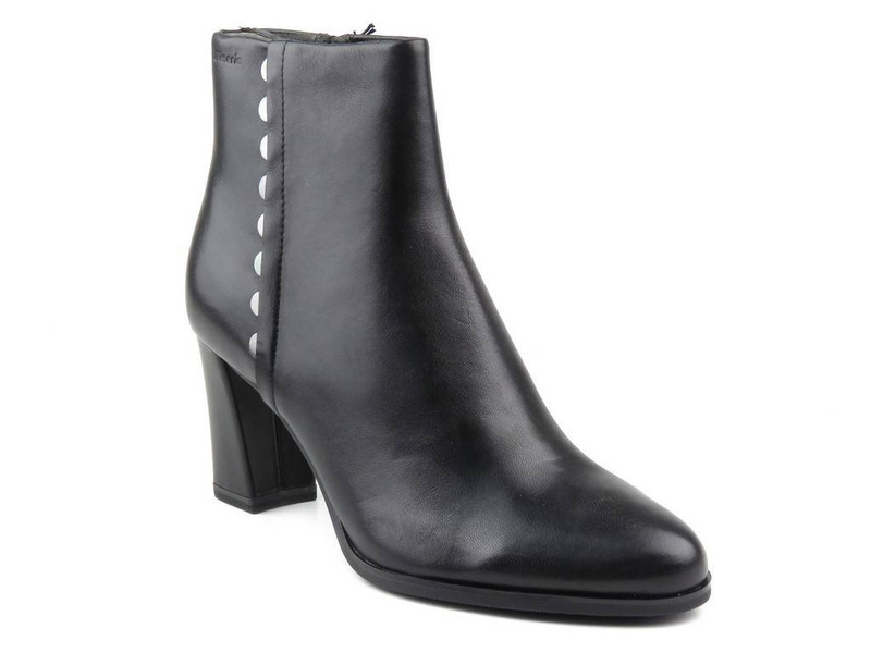 Skórzane botki damskie na słupku - Tamaris 25324, czarne