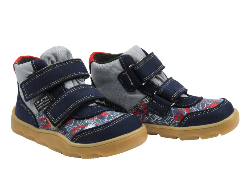 Trzewiki, półbuty dziecięce na rzepy - Jamet 1124, granatowe skórzane