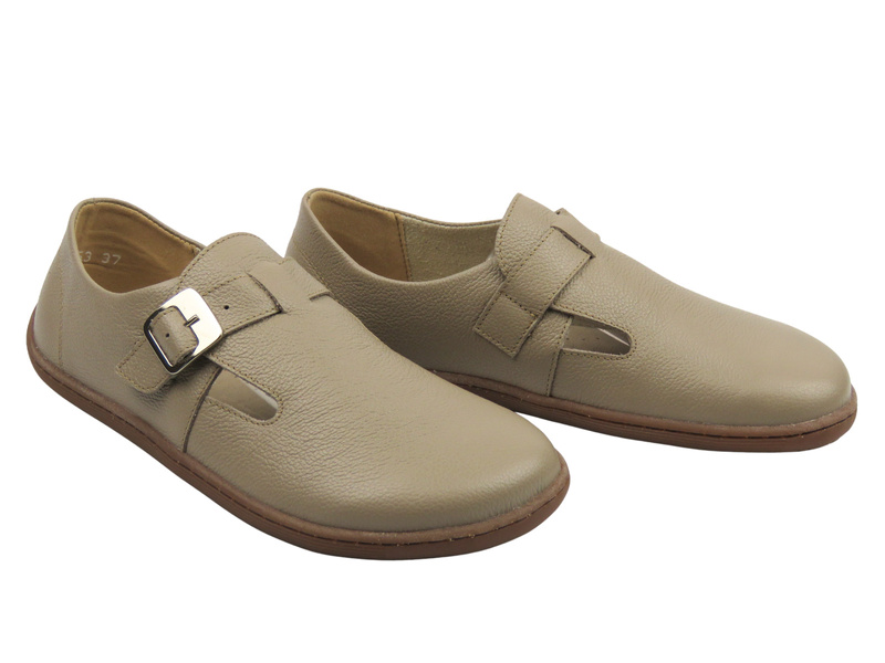 Barefoot skórzane minimalistyczne półbuty damskie beżowe Nika Komfort 1453