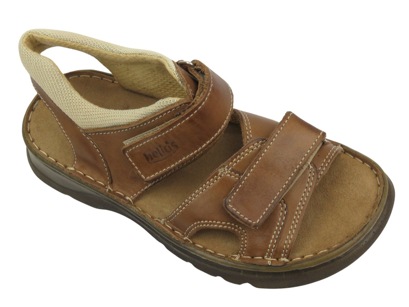Sandały męskie HELIOS 603, beżowe-na rzepy