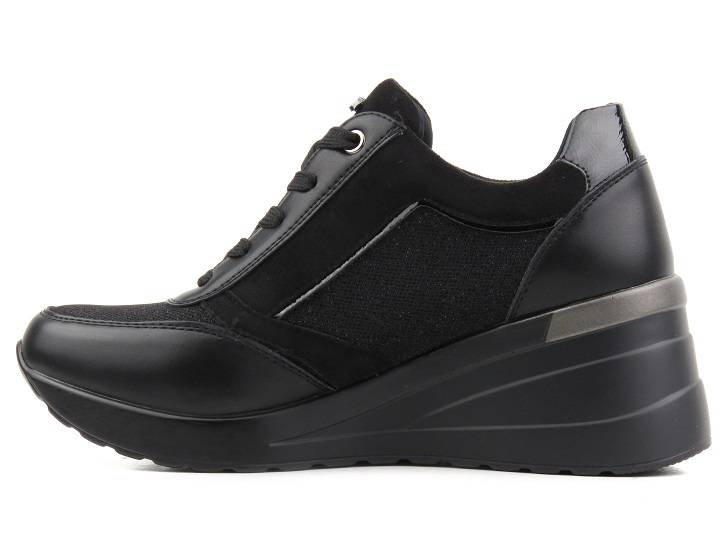 Adidasy damskie na koturnie - INBLU IN001298, czarne