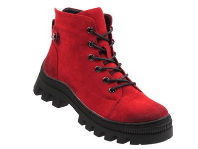 Ocieplane botki damskie - Potocki 25-19317, czerwone