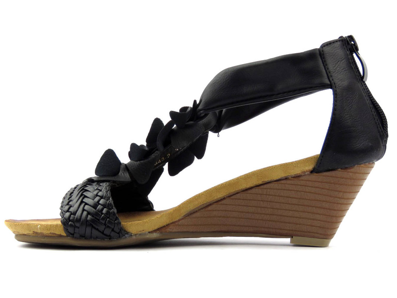 Sandały damskie na koturnie - Jezierski A643-2, czarne