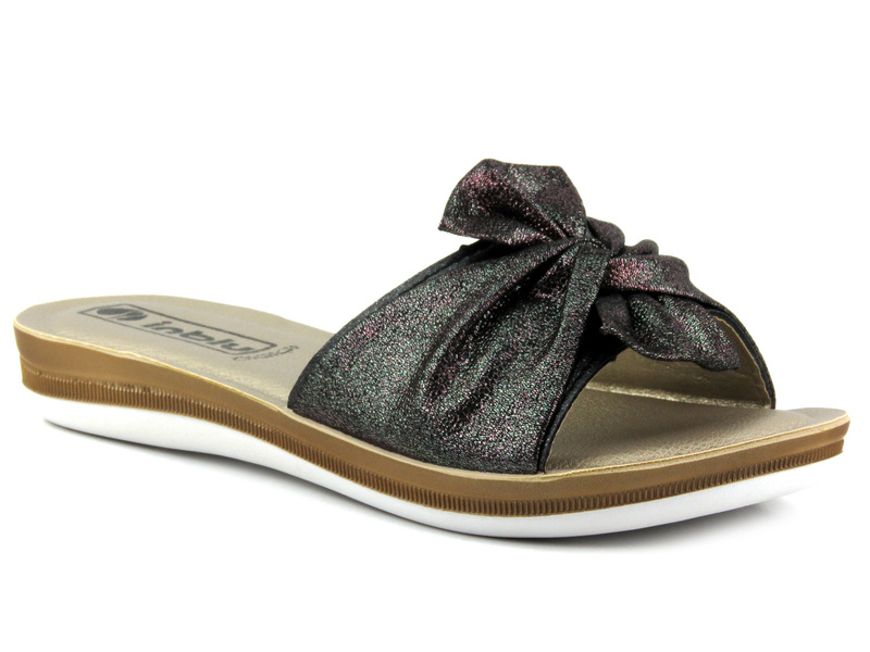 Miękkie klapki damskie z kokardą - INBLU BA-42, czarne