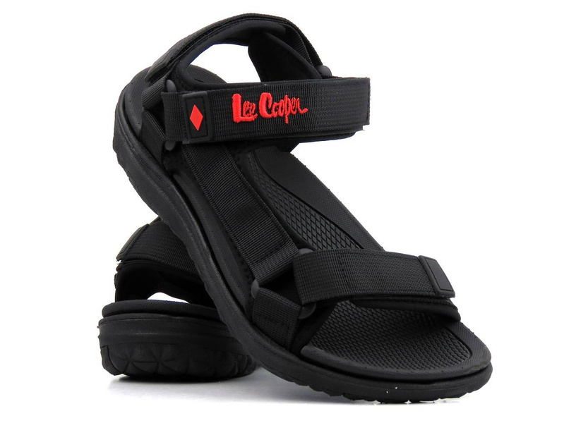 Sportowe sandały męskie na rzepy - Lee Cooper 22-34-0960M, czarne