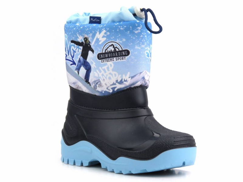 Śniegowce dziecięce z wełną - Ren But Muflon 32-468, niebieskie