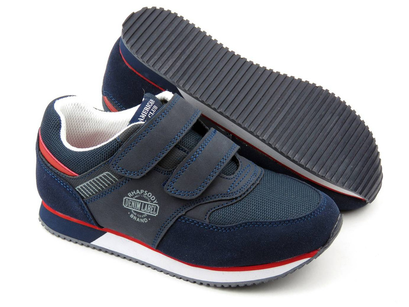 Sportowe buty dziecięce na rzepy - AMERICAN CLUB RH 23/21, granatowe