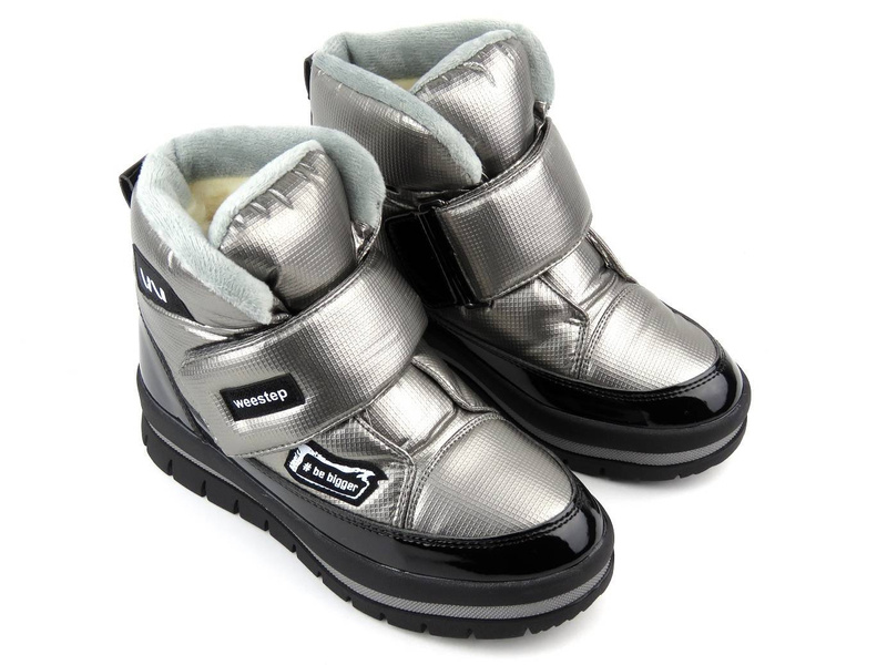 Ciepłe śniegowce dziecięce na rzep - WEESTEP R531858811TH, srebrne