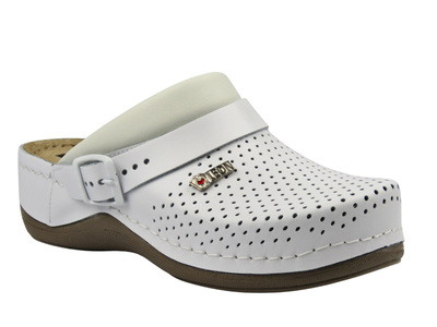 Wygodne skórzane klapki damskie białe  Leon 991