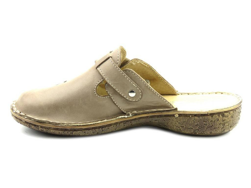 Klapki damskie z regulowanym paskiem - Helios Komfort 264, beżowe