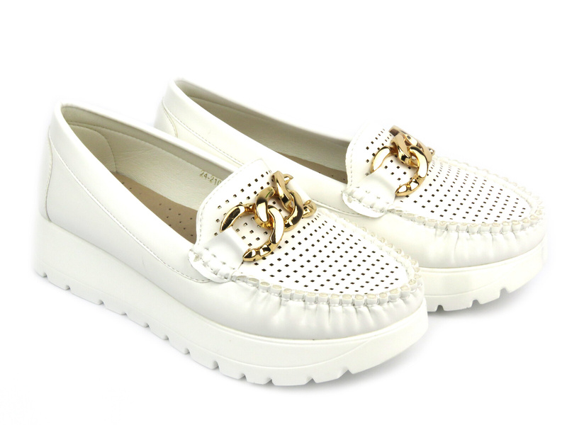 Półbuty damskie na platformie - Potocki 24-21021, białe