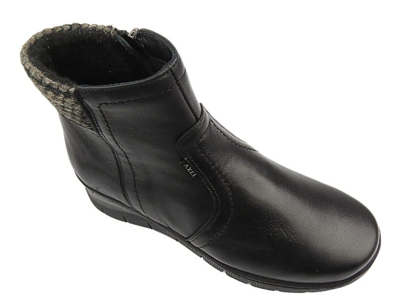 Skórzane botki damskie - AXEL 4504, czarne