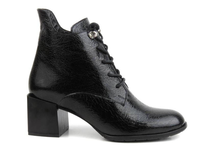 Botki damskie skórzane na klocku - VENEZIA 535451 166, czarne