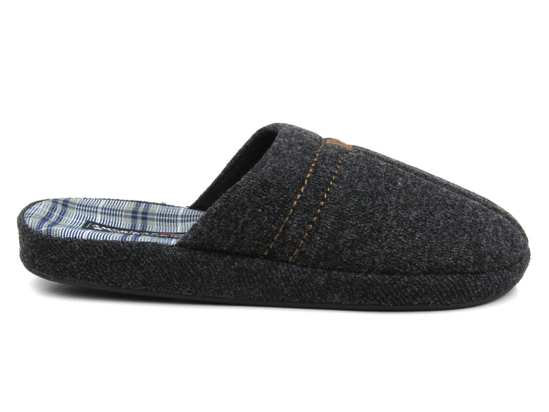 Kapcie męskie z miękkiego materiału - American Club SL01/23, czarne