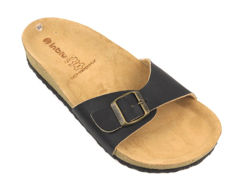 Klapki damskie z klamrą- INBLU Farich, czarne