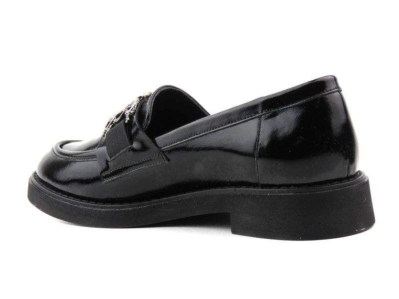 Mokasyny damskie z ozdobą - VENEZIA 0411904652, czarne