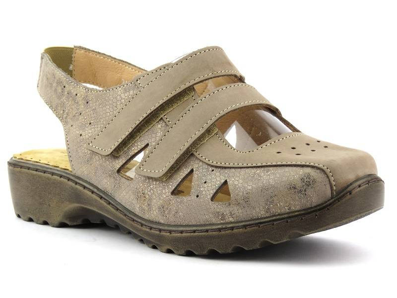 Wygodne sandały damskie o tęgości G 1/2 - Axel 2498, beżowe