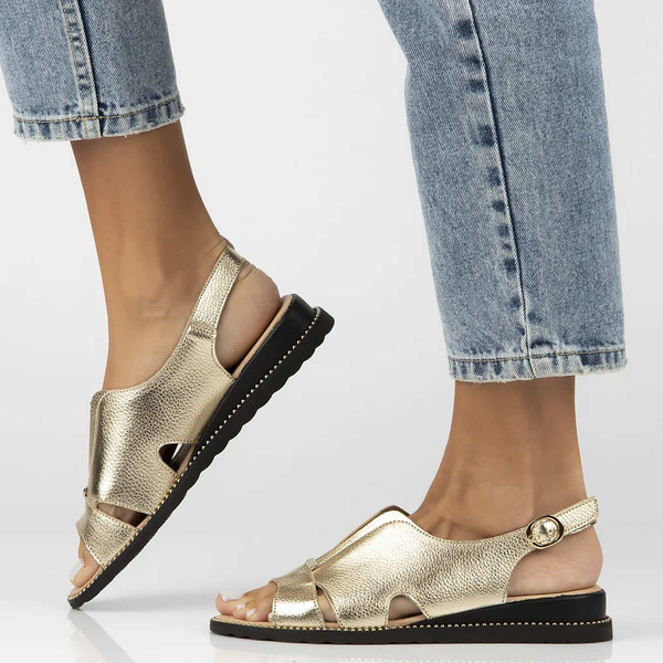 Skórzane sandały damskie złote Filippo DS4470/25