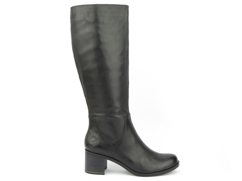 Skórzane kozaki damskie na klocku Marco Tozzi 25525