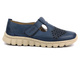Skórzane półbuty damskie wiosenne - Helios Komfort 421, granatowe