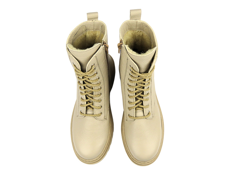 Wygodne botki damskie z naturalnej skóry Helios Komfort 1363, ecru