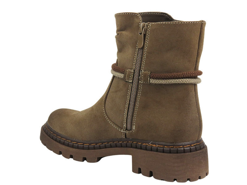 Botki Damskie, Workery - Potocki 24-54305 Beżowe