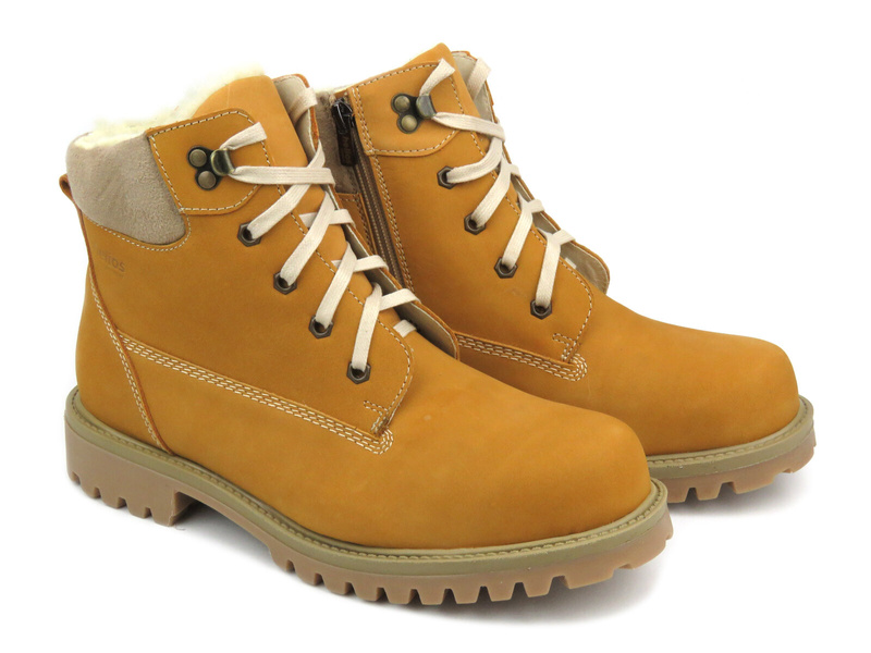 Trzewiki Męskie Z Wełną - HELIOS Komfort 822 Żółte - Na Zamek