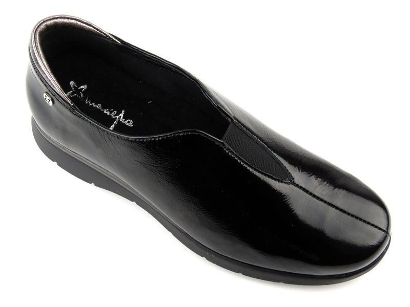 Półbuty damskie ze skóry lakierowanej MACIEJKA 05273, czarne