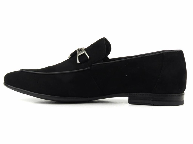 Zamszowe loafersy, półbuty męskie JOHN DOUBARE D778-162B-18, czarne