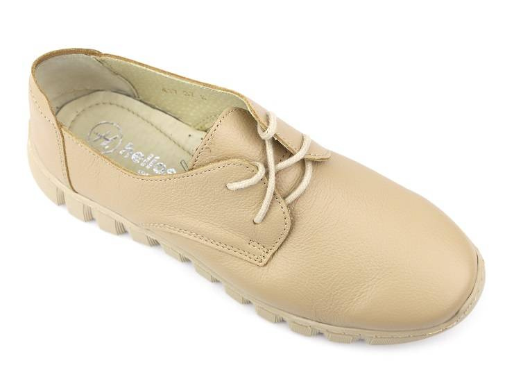 Lekkie, wygodne półbuty damskie skórzane - Helios Komfort 417, jasny beż