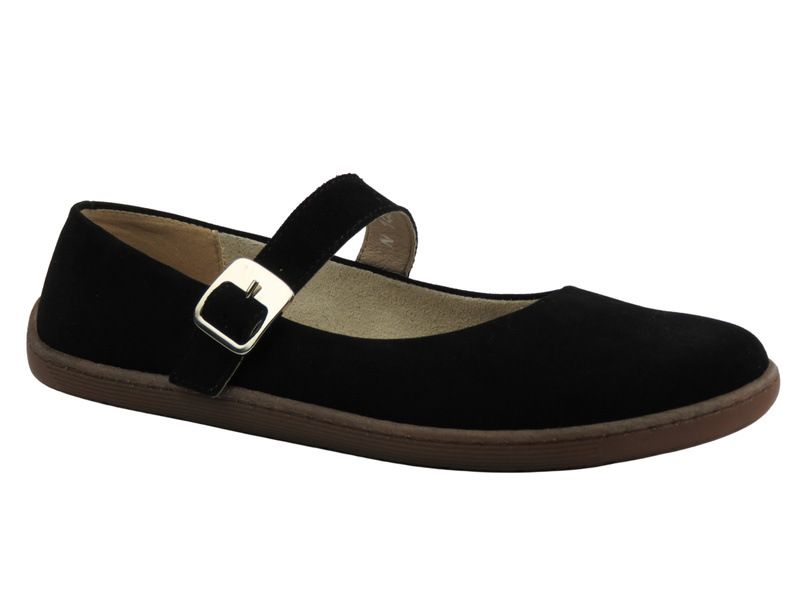 Barefoot skórzane minimalistyczne półbuty damskie czarne Nika Komfort 1445