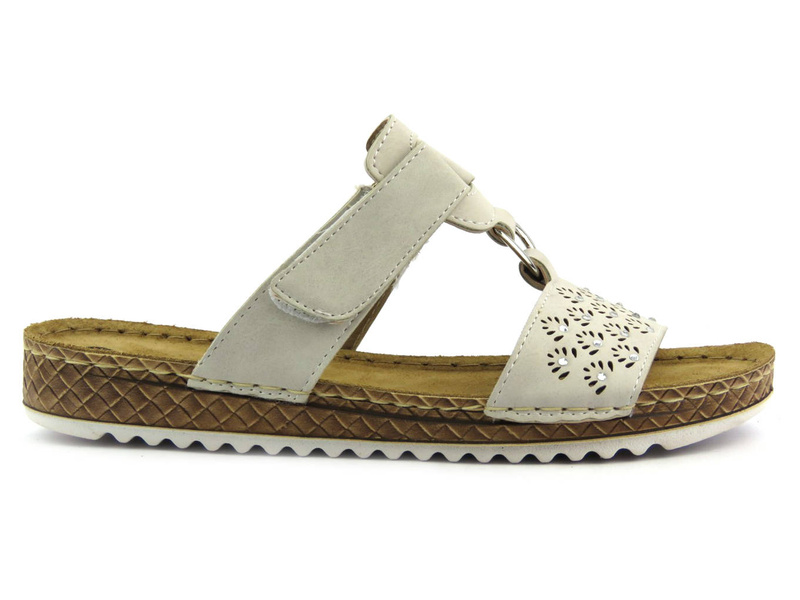 Klapki damskie zapinane na rzep - INBLU VO-06, beżowe