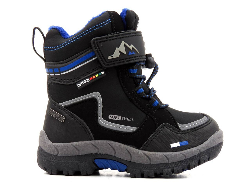 Ciepłe śniegowce dziecięce AMERICAN CLUB Soft Shell HL 31/21(22), czarne z niebieskim