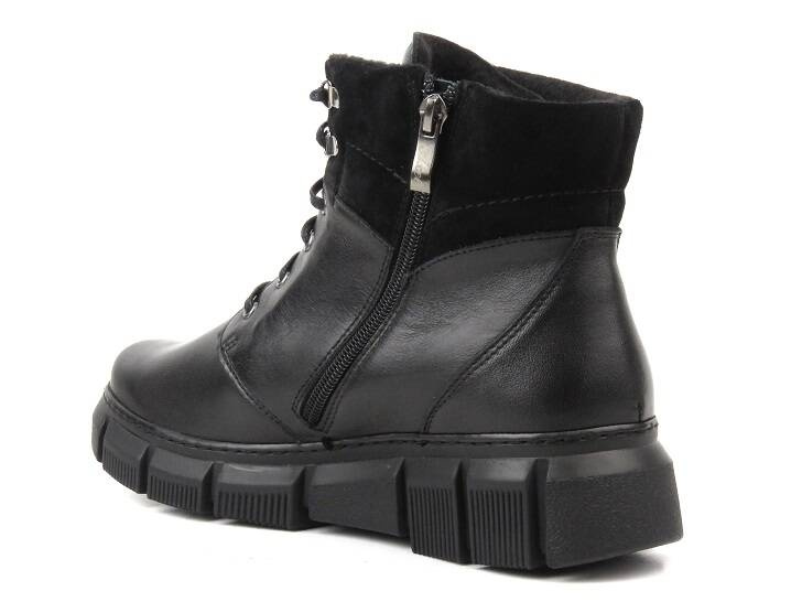 Skórzane trzewiki damskie - AXEL 4482, czarne