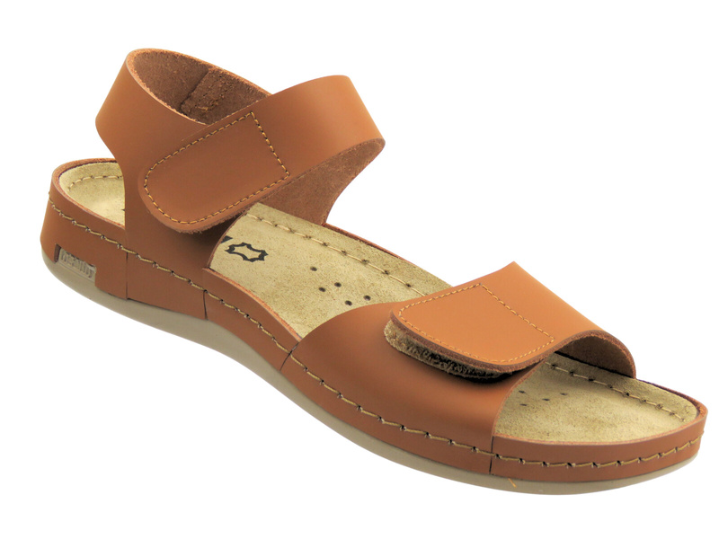 Sportowe sandały damskie na rzepy - Leon 963 brązowe