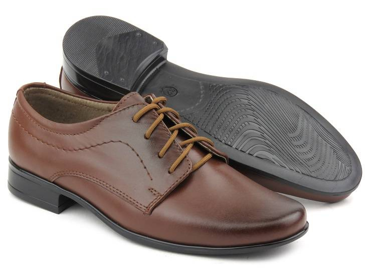 Eleganckie półbuty dziecięce, buty komunijne - Lukas J1, brązowe